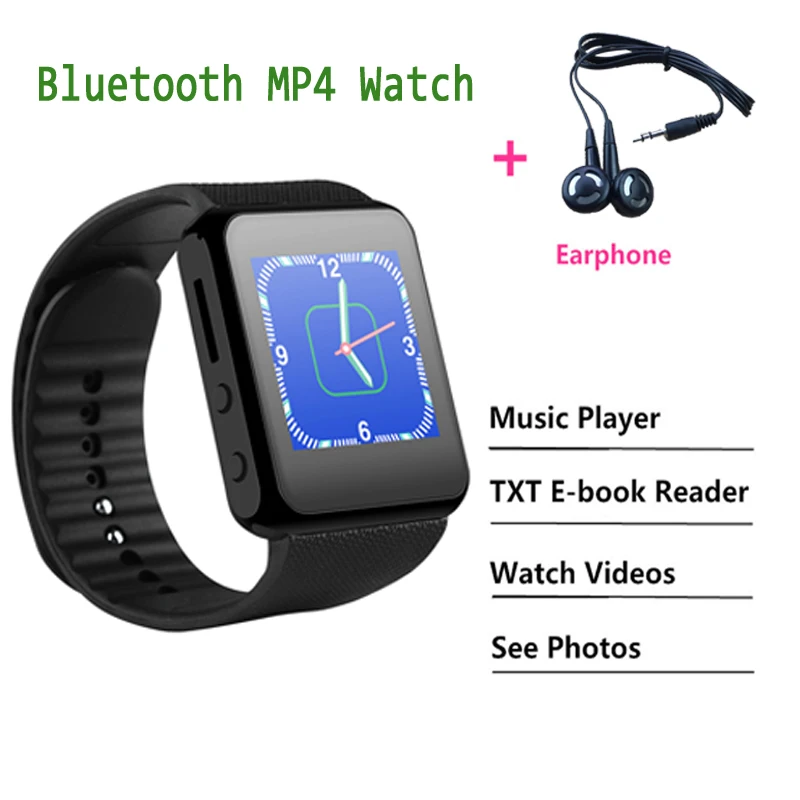 Смарт часы Bluetooth MP4 плеер с наушниками поддержка чтения электронных книг просмотр