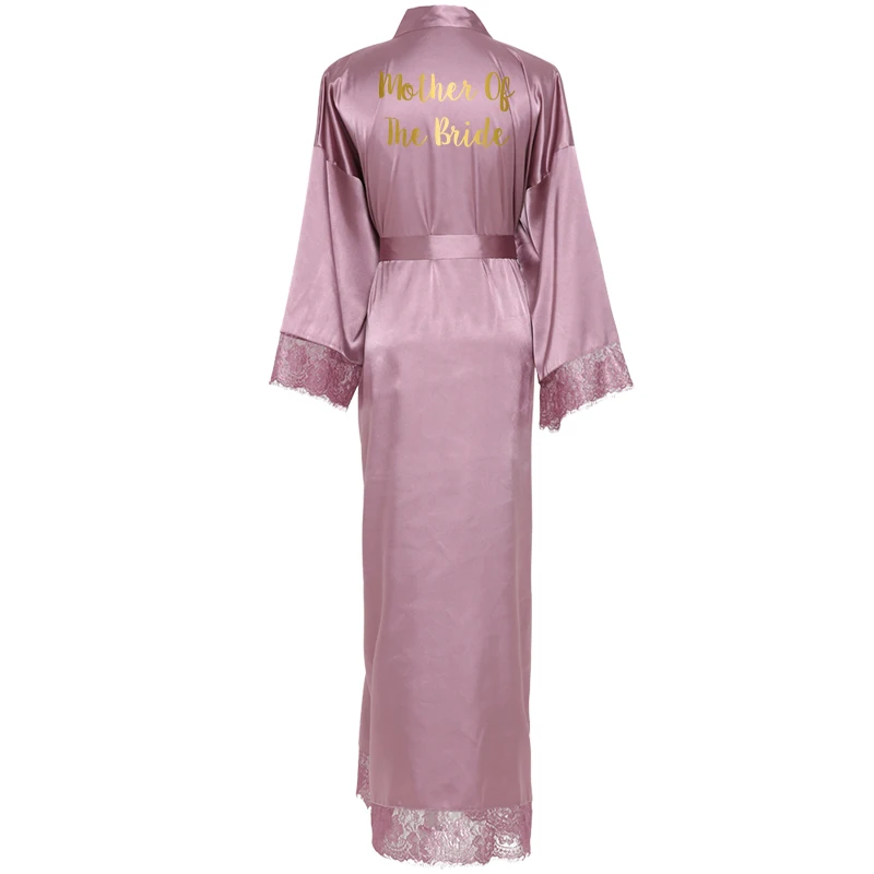 Mauve mother bride YUXINBRIDAL Шелковый атласный кружевной халат белый невесты халат подружки невесты халаты Свадебный длинный халат - Цвет: Mauve mother bride