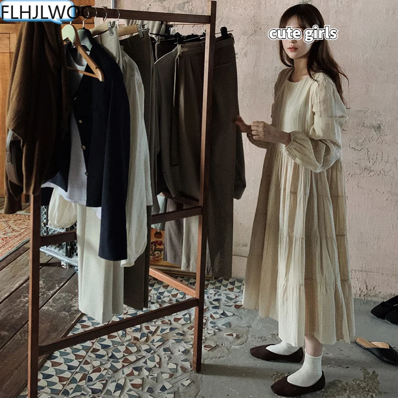 

Loose Lazy Feminine Vestidos Hot Sales Chic Japan Korea Design Style Cute Sweet Girls Women Casual Long Maxi Retro Vintage Dress