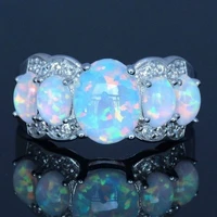 womens 925 silver egg shaped five opal opal rings engagement wedding jewelry gift