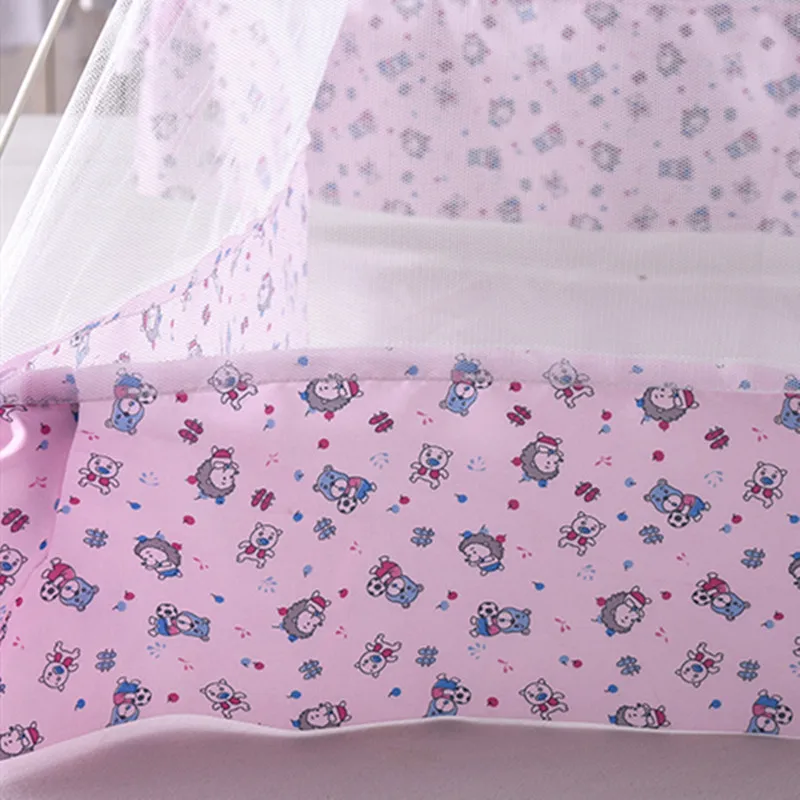 Синий розовый мультфильм детская кровать навес Портативный складной сетчатый