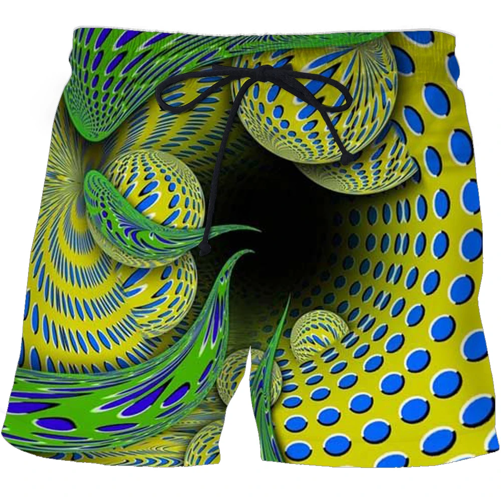

Summer trend hot sale geometric vertigo graphics 3D printed beach shorts men's casual loose surfing sports fitness pants S-6XL