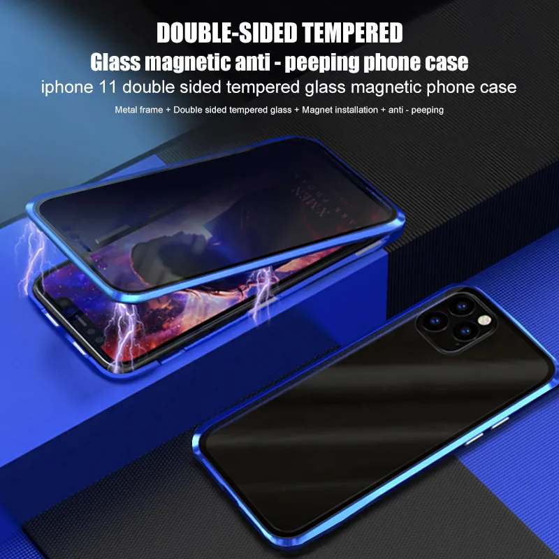 Магнитный металлический чехол для Xiaomi Redmi Note7 7 Pro, закаленное стекло, антишпионский чехол для телефона Xiaomi Redmi Note7 Note 7 Pro