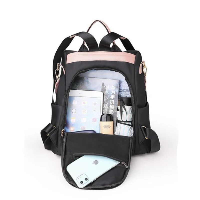 

New Color Contrast Backpacks For Women Bags Trendy Anti Theft Backpack Fashion Shoulder Bags Black Travel Backbag