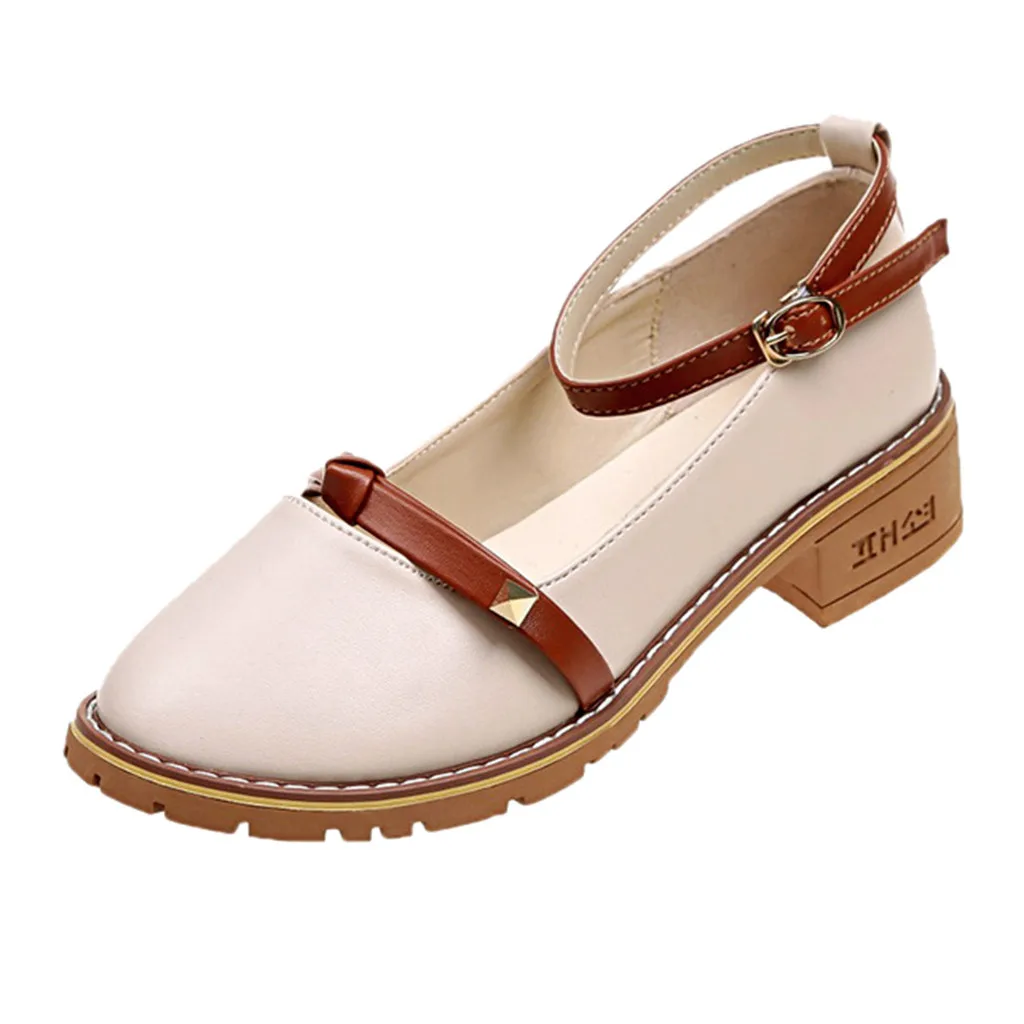 Женские повседневные туфли плоская подошва с круглым носком на низком каблуке