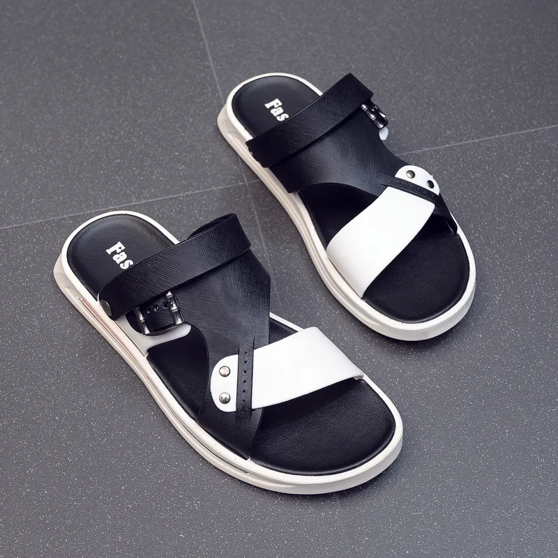 

2020 new summer web celebrity trend Korean version of dual-use flip-flop driving men's slippers INS wearing sandals outdoor