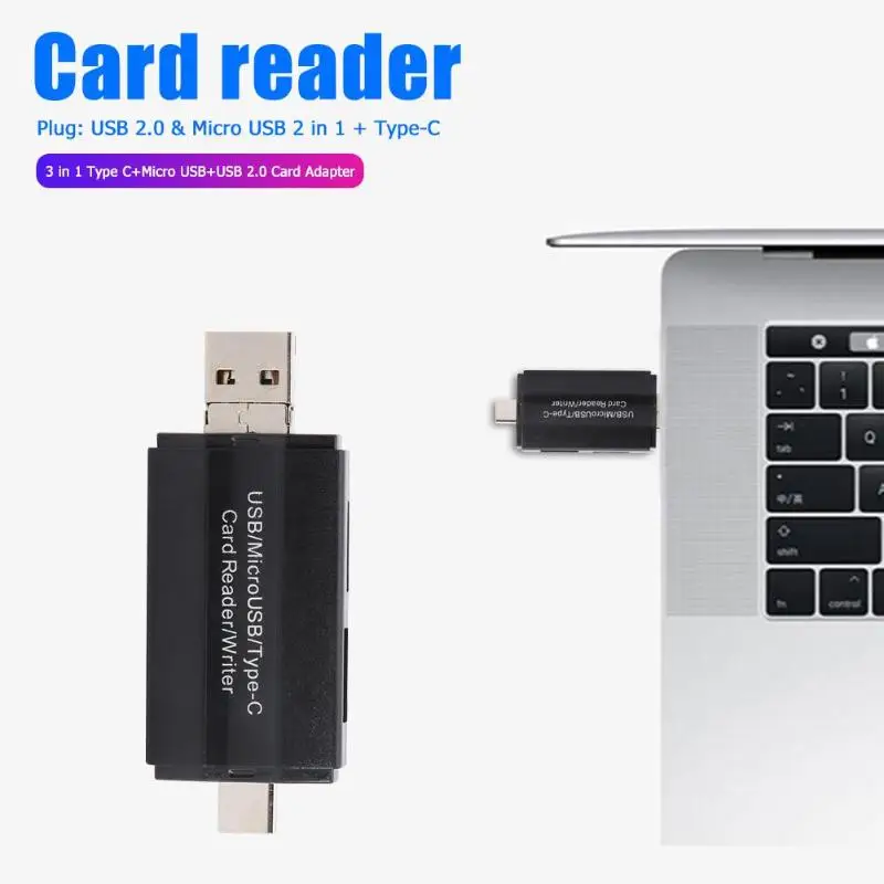 3 в 1 OTG кард-ридер type-C+ Micro USB+ USB2.0 для TF карты памяти Android высокоскоростной USB 2,0 Поддержка Windows MacOS или больше