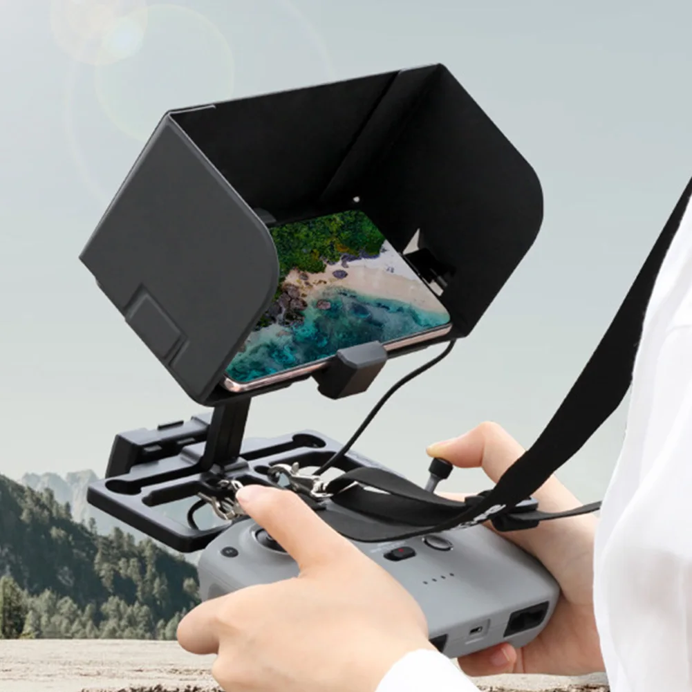 

With Sun Hood Desktop Drone Accessories Shade Adjustable Angle Phone Holder Lanyard Remote Control Clamp ABS For DJI Mavic Mini