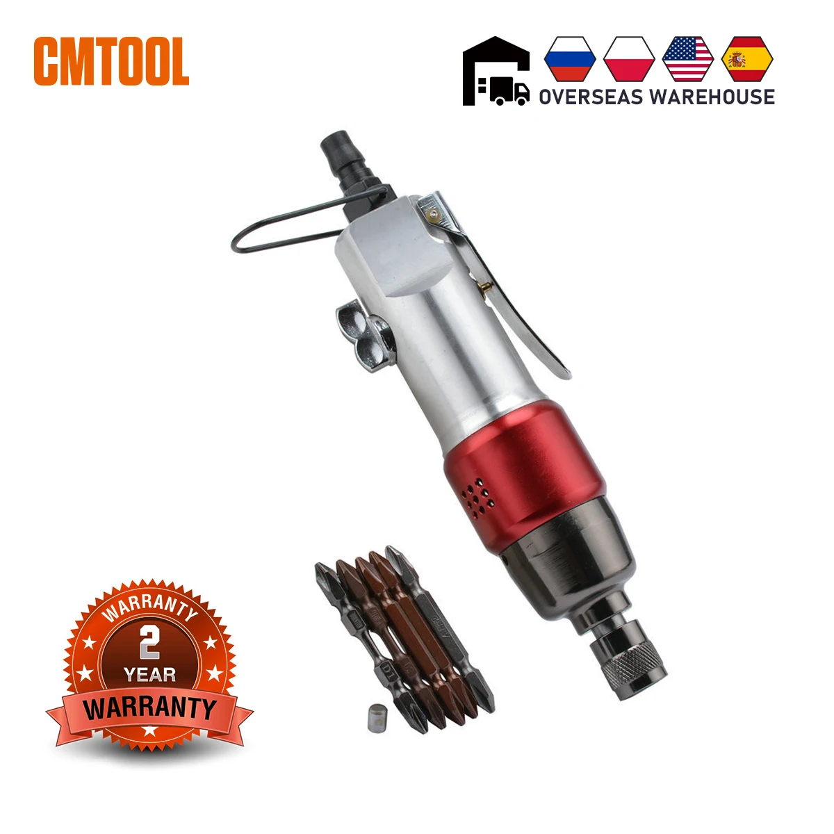 

CMTOOL 7H Industrial Grade Pneumatic Screwdriver With Straight Handle Powerful 9000rpm Reversible Pneumatic Screw Driver Tool
