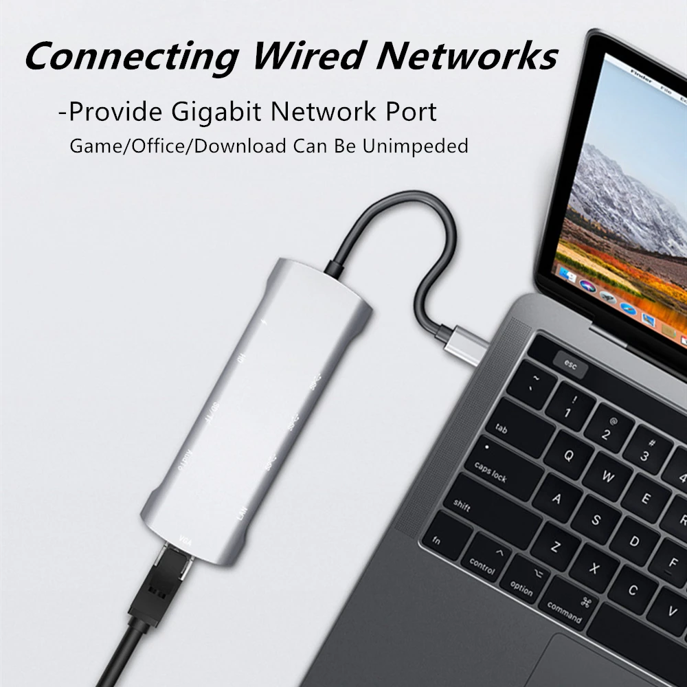 Док станция tebe 10 в 1 USB Type C на HDMI RJ45 Gigabit VGA SD/TF 3 0 PD|Док-станции для ноутбуков| |