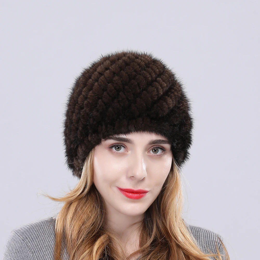 Новое поступление зимняя женская меховая шапка вязаные шапки из натурального