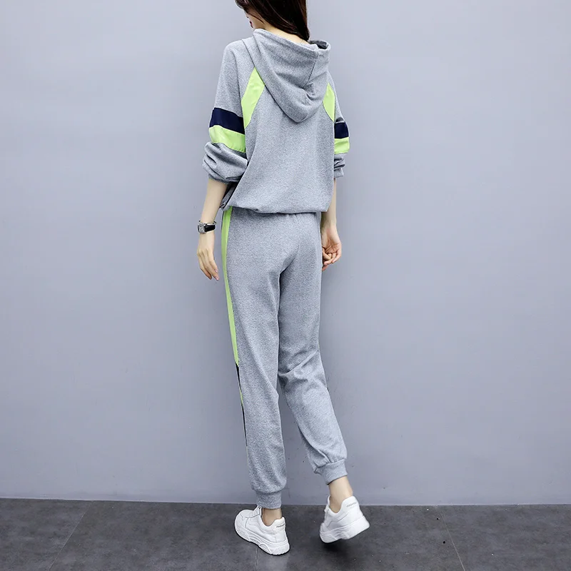 

Autumn New Women Loose Top Pants Korean Fashion Leisure Splicing Kit Plus Size XL-5XL Casual Outfit Tracksuit Student Hoodies
