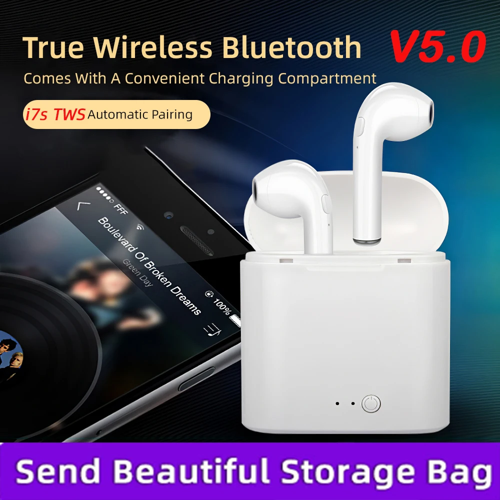 TWS i7s Bluetooth наушники-вкладыши Спортивная Беспроводная зарядная коробка для Samsung
