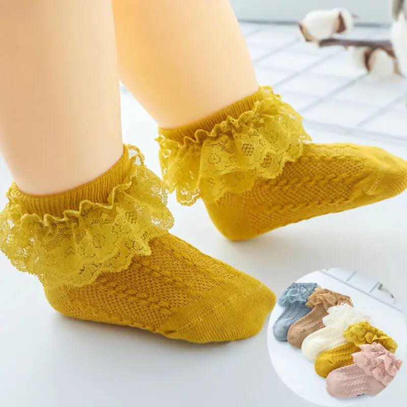 

1Pair Toddler Kids Baby Girl Princess Frilly Warm Cotton Double Lace Tutu Short Socks Infant Newborn Ankle Socks Summer 6M-5Y