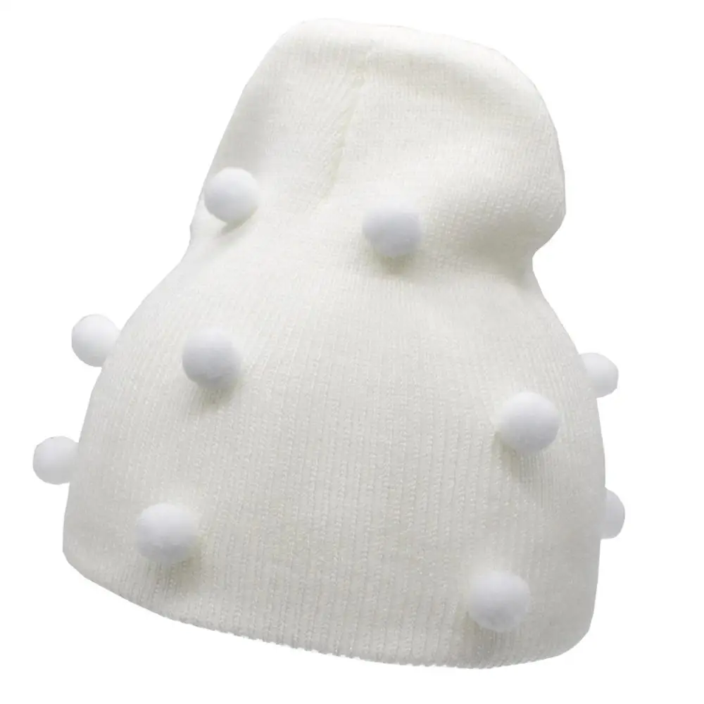 White cap white ball Детская зимняя шапка, шарф, комплект, вязаные двойные шапочки в несколько слоев, 2 предмета, для маленьких девочек и мальчиков, Толстая Теплая Флисовая шапка, шарф, теплая От 1 до 8 лет - Цвет: White cap white ball