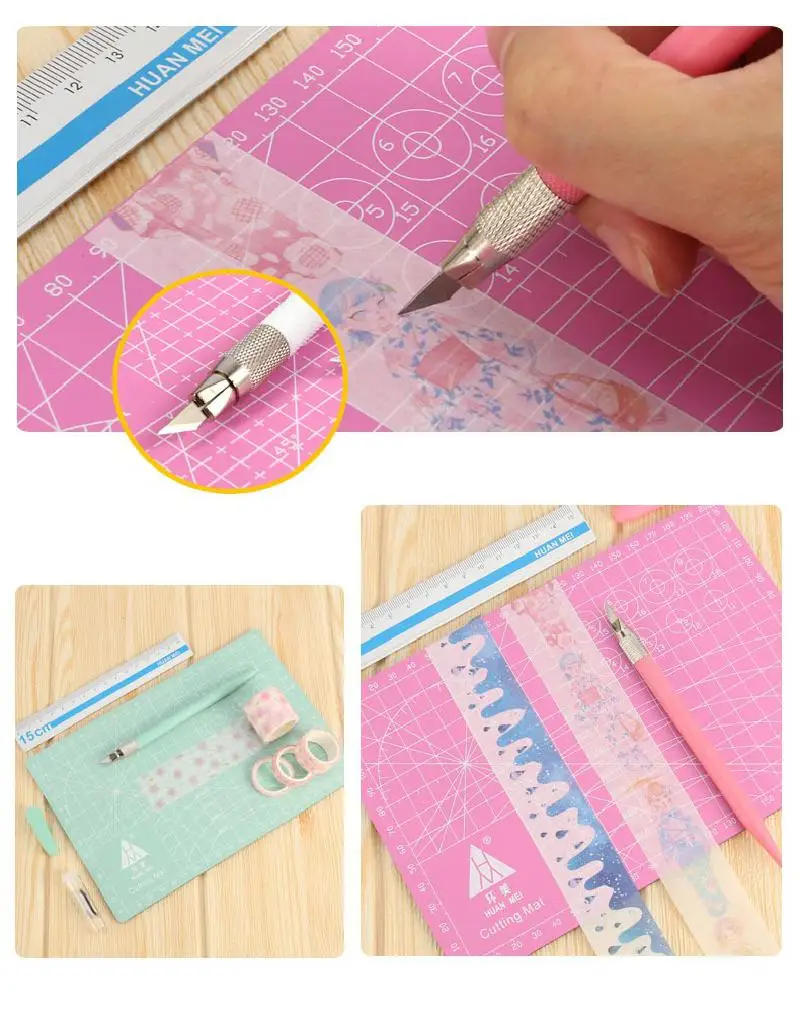 A5 Cutting Mat Carving Knife Set For Manual Diy Sticker Washi Tapes Cutter Pads Journal Tools Stationery Supplies Anti-cutting | Канцтовары