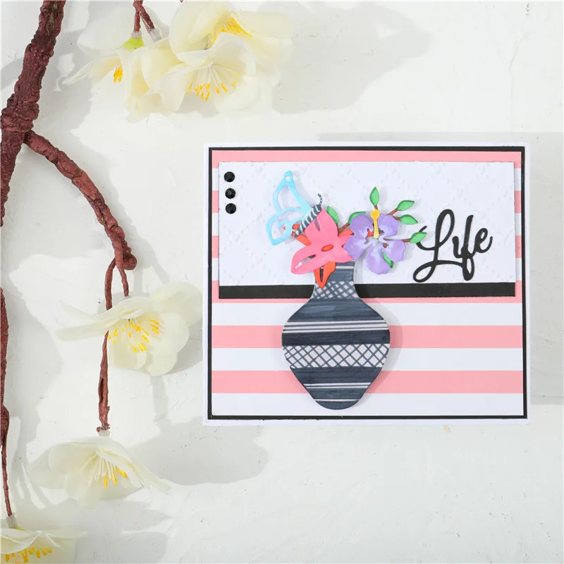 InLoveArts цветок умирает ваза металлический Трафаретный вырубной штамп с жизнь