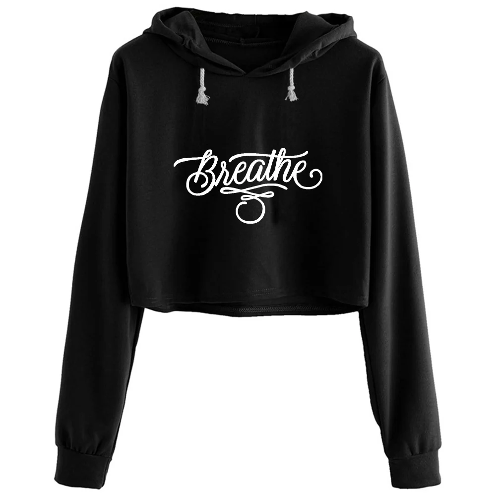 

Breathe Crop Hoodies Women Goth Grunge Harajuku Anime Pullover For Girls