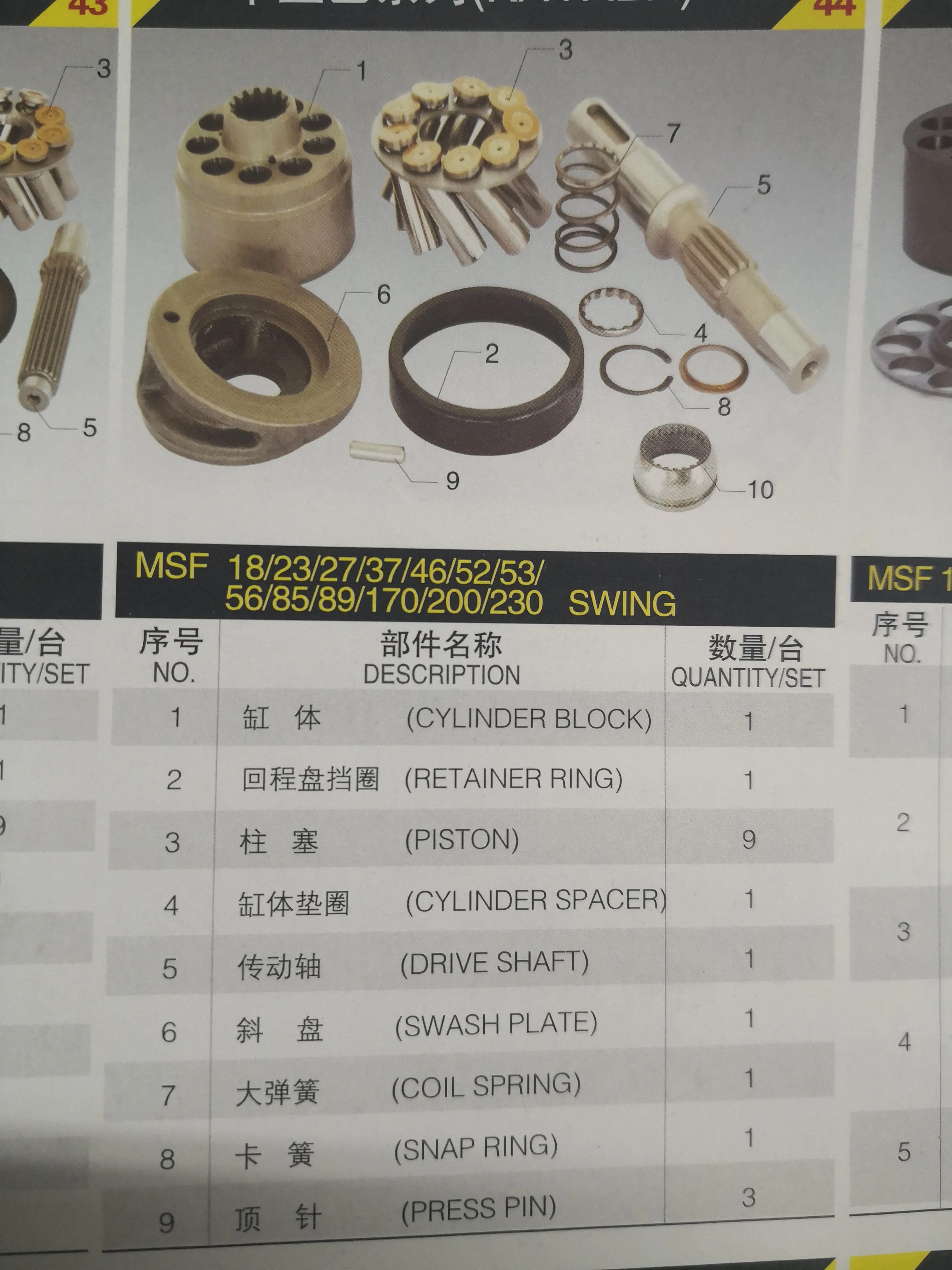 Запчасти поршневого насоса KAYABA MSF46 | Инструменты