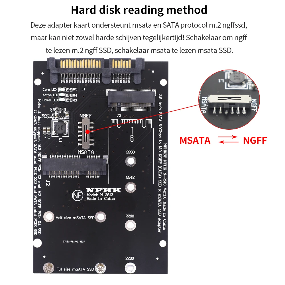 Адаптер TISHRIC M.2 NGFF MSATA-Sata 2 5 дюйма двухпортовый адаптер в 1 SSD Msata-Sata с 22-контактным