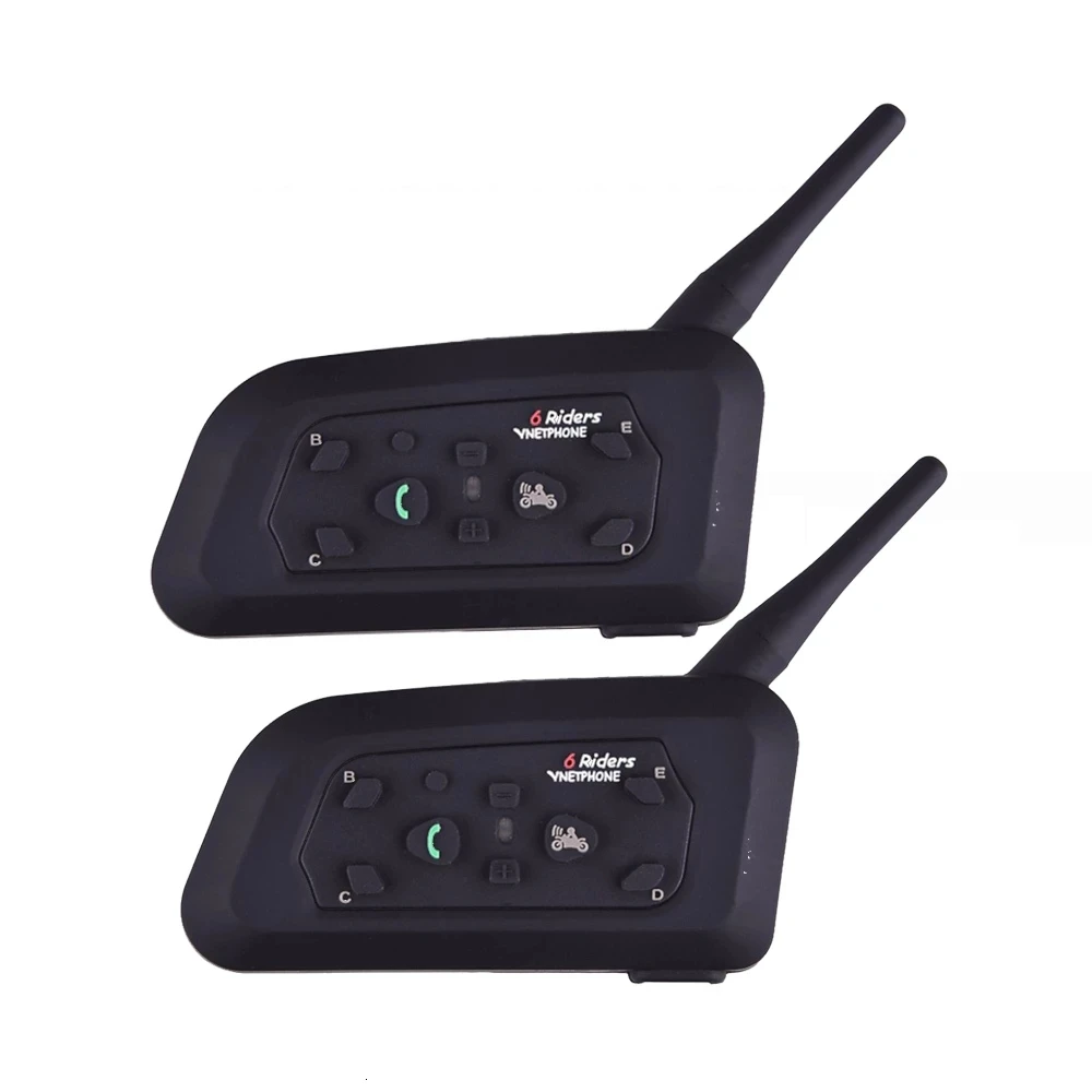 Домофон V6 Multi BT 2 шт. 1200 м для мотоциклетного шлема Bluetooth внутренняя связь