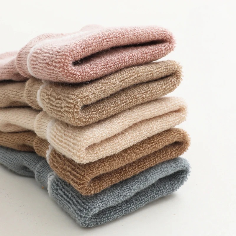 Calcetines de beb&eacute;s ni&ntilde;os invierno espesar Terry hasta la rodilla calcetines ni&ntilde;as reci&eacute;n nacido c&aacute;lido cosas ni&ntilde;o piso antideslizante de los ni&ntilde;os de algod&oacute;n de dibujos animados-5
