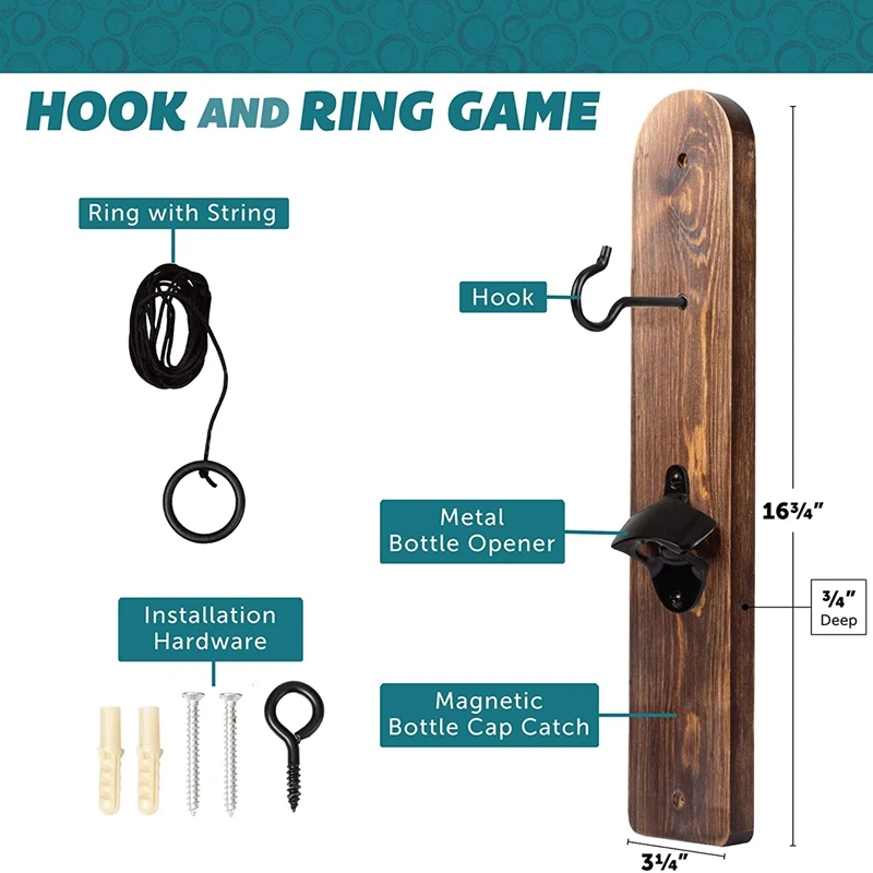 

Play Platoon Hook and Ring Game with Bottle Opener and Magnetic Cap Catch - Ring Toss Game for Adults