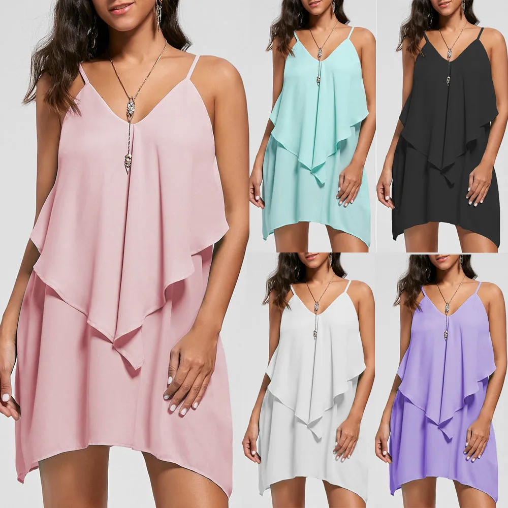 JAYCOSIN женское платье без рукавов с цветочным принтом и оборками летние платья