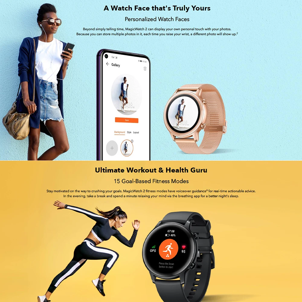 [Глобальная версия] Honor MagicWatch 2 Hebe 42 мм GPS умные часы 1 39 дюймов дисплей 5ATM