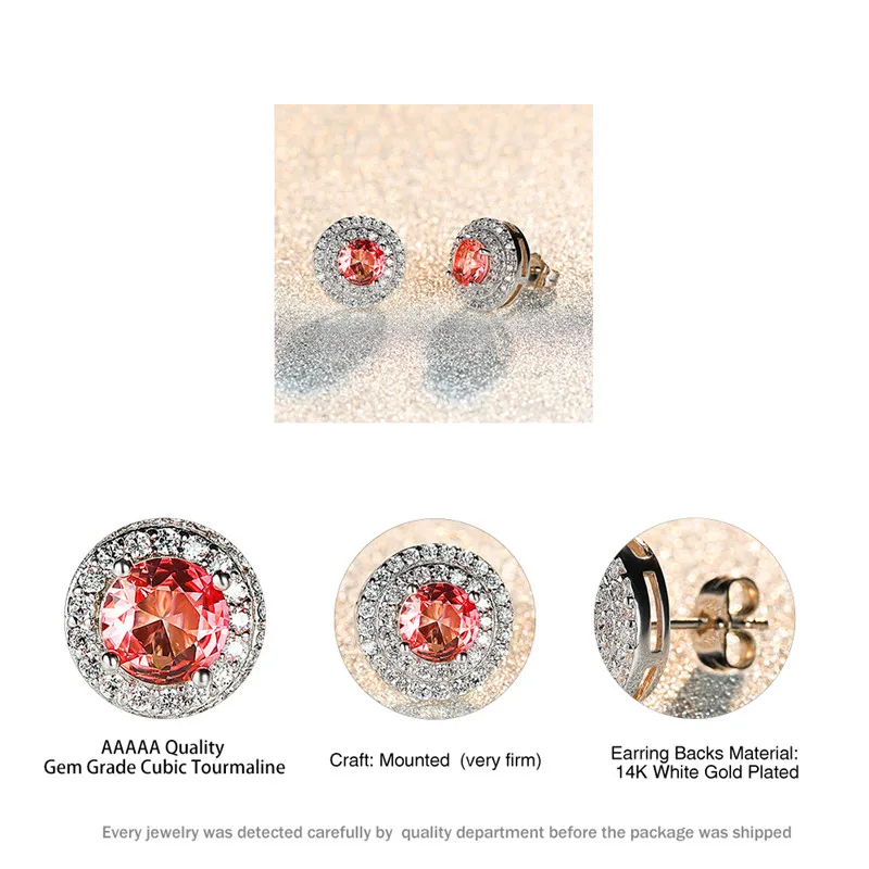 

Cute Female Pink Yellow Crystal Earring Charm Silver Color Small Stud Earrings Vintage Bridal Round Wedding Earrings For Women