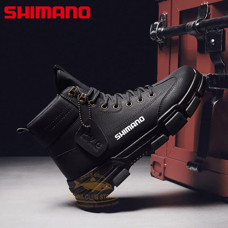 

Мужские зимние рыболовные ботинки SHIMANO, Нескользящие дышащие ботинки с высоким берцем для активного отдыха, походов, рыбалки, 2022