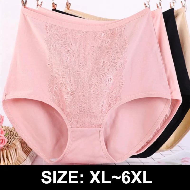 XL ~ 6XL хлопковые трусы с высокой талией размера плюс трусики для женщин нижнее