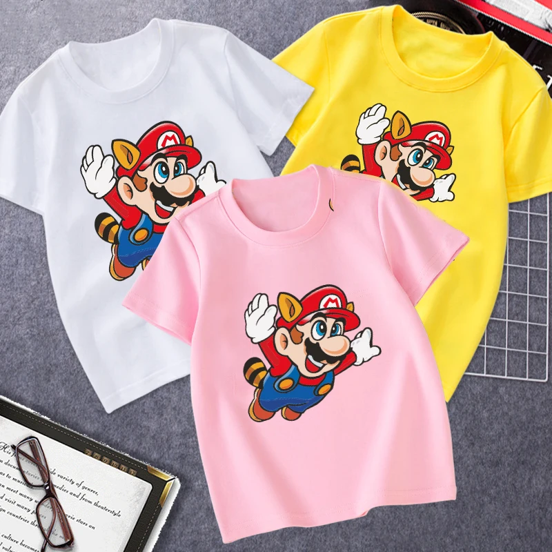 

Kids Fashion Mario Luigi Print T-shirts Costume Funny Boys Girls Summer Tees Top Clothing Children Clothes Casual Tshirts