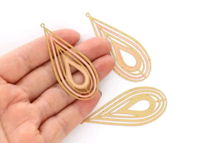 

Raw Brass Water Droplet Shaped Earring Charms - Hallow Out Earring Findings - 6Pcs/Lot - 60.5x26mm - JJB3661