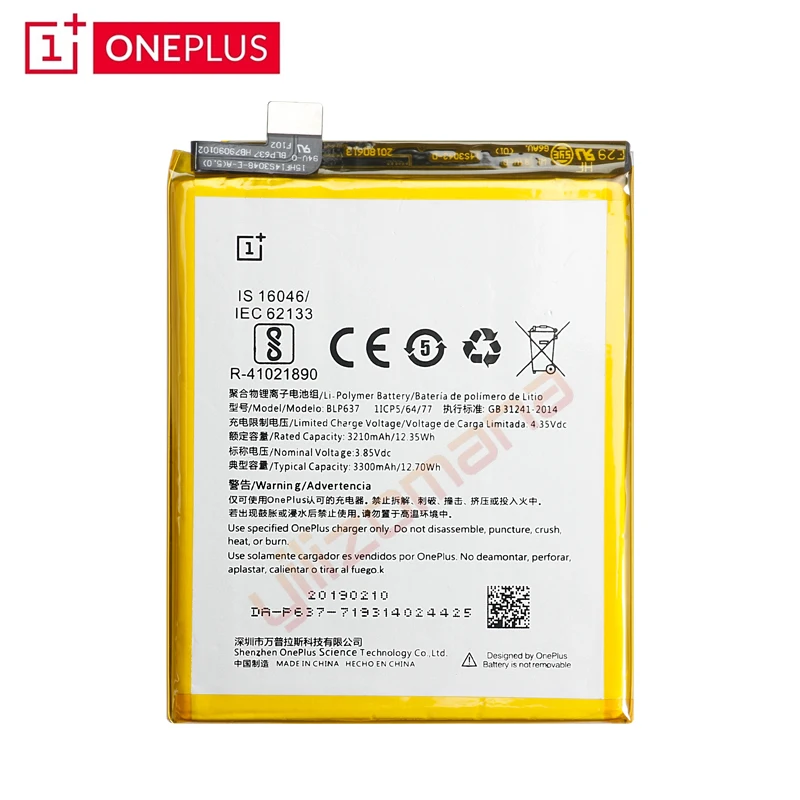 Аккумулятор ONEPLUS для телефона OnePlus 5/5 T A5001 A5010 BLP571 3210/3300 мАч, высококачественные Сменные Аккумуляторы, бесплатные инструменты