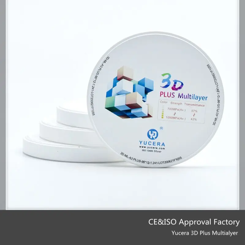 Yucera Dental Materials 3D Plus dischi multistrato in zirconio Zirconia per fornitore di laboratori odontotecnici