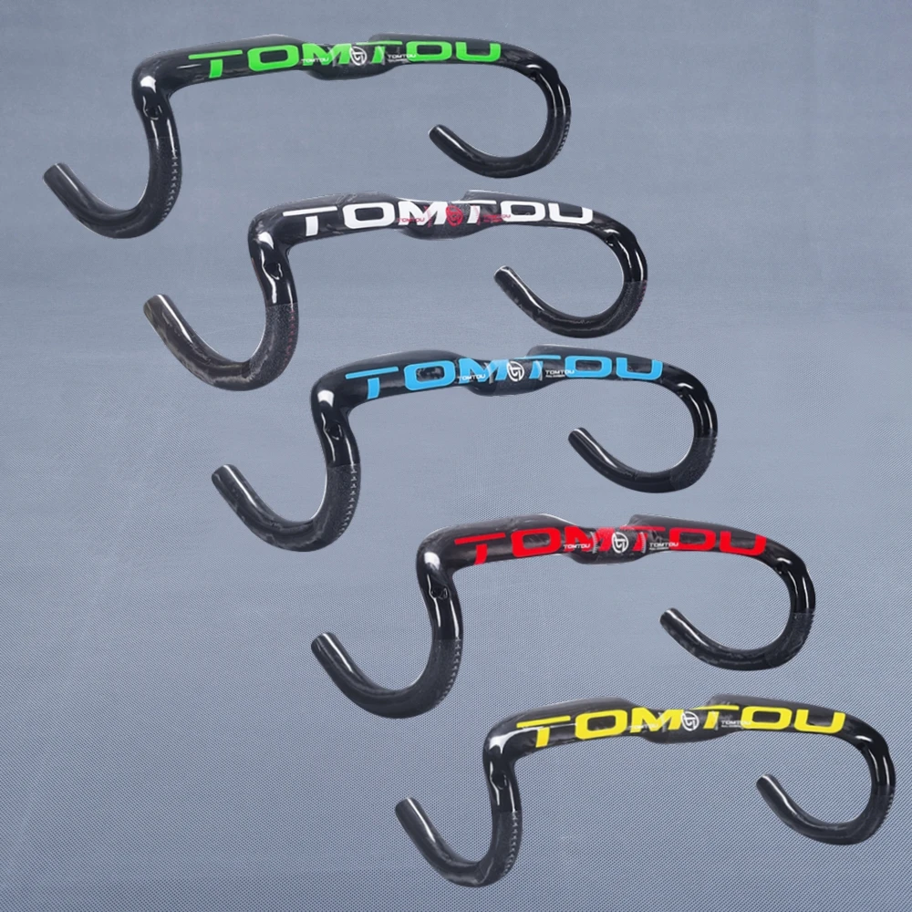 

TOMTOU Bike Handlebar Full Carbon Fibre Bicycle Road Bent Bar Drop 130mm Reach 80mm UD Finish Glossy
