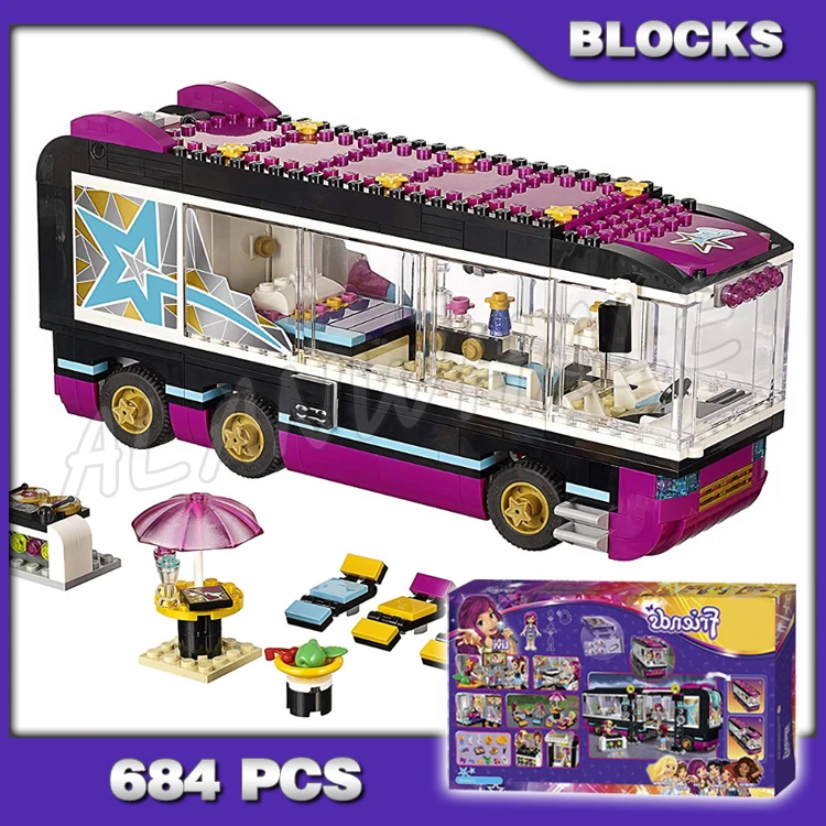 

684pcs Friends Pop Star Tour Bus Party Stephanie 10407 Model Building Blocks Children Sets Kids Gifts Bricks Compatible with