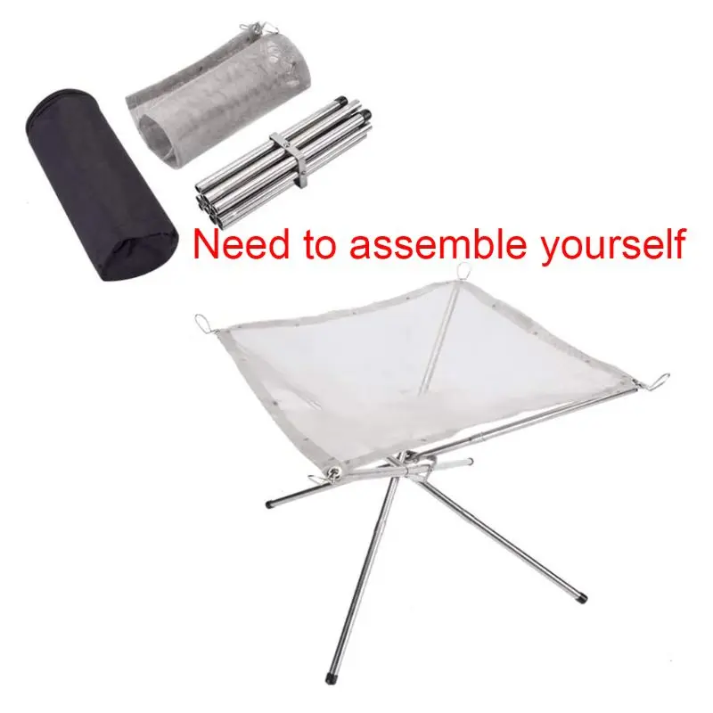 Портативная уличная Складная стойка из нержавеющей стали сетка для огня