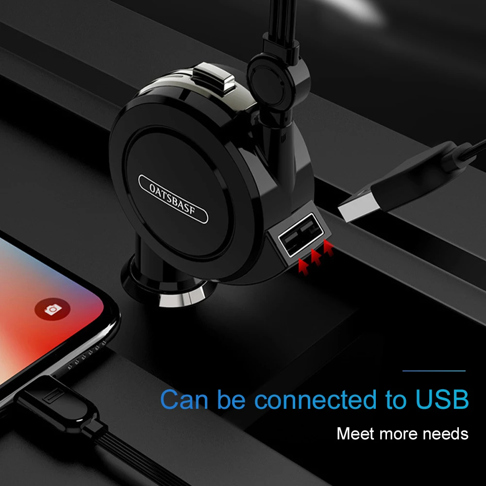

12V Car Charger USB Charger with Retractable Charging Cables PD Fast Charging Huawei Android/iOS with Cigarette lighter Input
