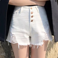 black tassel high waist hole denim shorts women summer korean version thin girl loose fat mm wide leg super short female trend