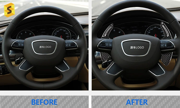 

ES Carbon Fiber Car Interior Accessories For Audi A4 A5 A6 A8 Q5 Q7 S5 RS6 S8 S6 Carbon Fiber Steering Wheel Shift Paddle