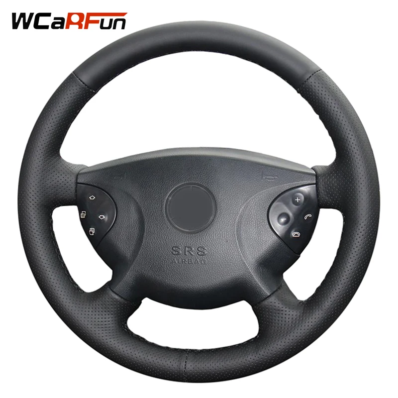 WCaRFun черная искусственная кожа ручная прошивка чехол на руль для Mercedes Benz W210 E240 E63