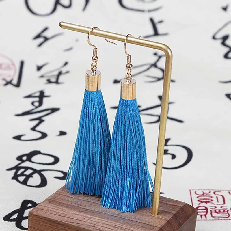 BTWGL модные богемные длинные серьги с кисточками из сплава белые красные шелковые