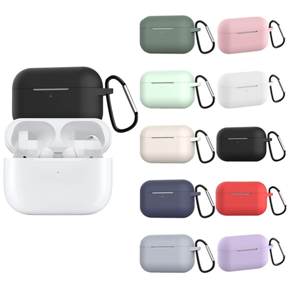 

Silicone Case cover For Apple Airpods Pro Earphone cases with hooks For AirPods Case Wireless Bluetooth Headset Shockproof bag
