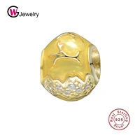 gw 925 silver gold oval bade charms fits pan bracelet classical charm golden eggs beads diy jewelery making e040