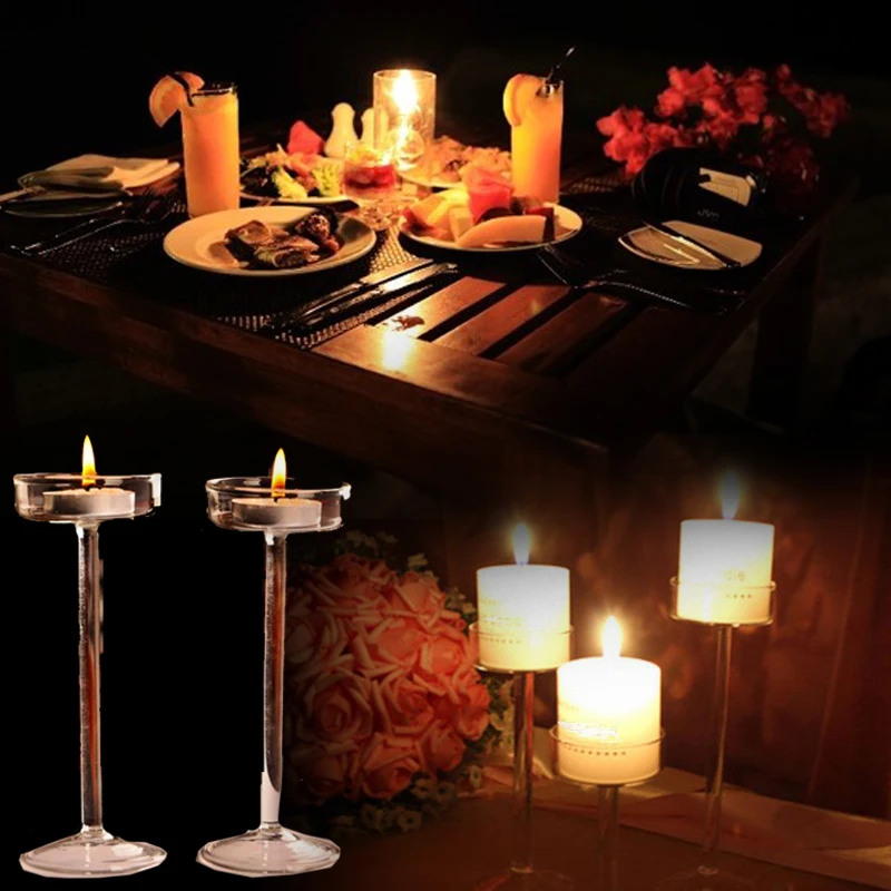 Домашний креативный стеклянный подсвечник Классический прозрачный | Дом и сад