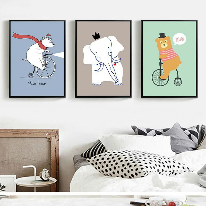 Декоративная Картина на холсте в скандинавском стиле животное жираф Лев коала