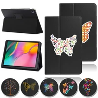 leather tablet cases for samsung tab a 10 1 2019 t510 t515 folded box rear support flower butterfly pattern protective cover