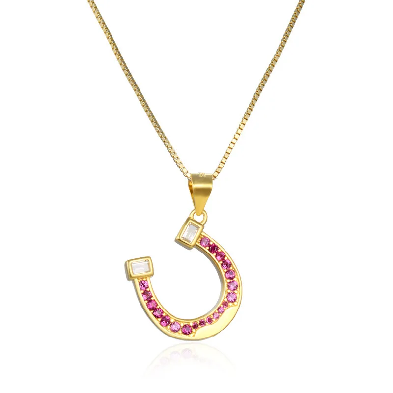 

Necklace Exquisite Horseshoe Colored Zircon Pendant Ts 925 Sterling Silver Link Chain Fashion Jewelry Bijoux Gift For Women